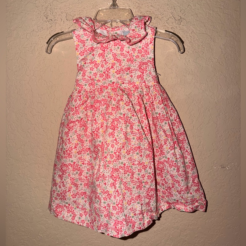 Edgehill Collection Pink Ruffle Neck Floral Dress- Size 9 Months - Picture 2 of 6